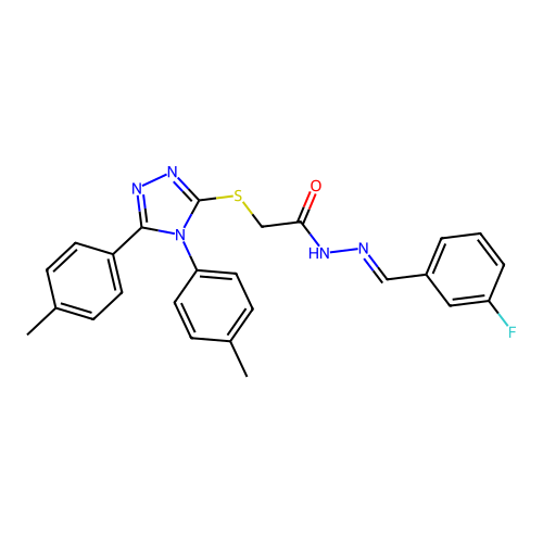 2-{[4,5-bis(4-methylphenyl)-4H-1,2,4-triazol-3-yl]sulfanyl}-N'-[(E)-(3-fluorophenyl)methylidene]acetohydrazide structure