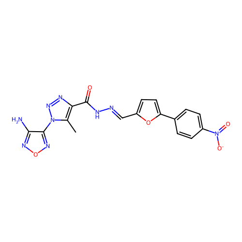 (E)-1-(4-amino-1,2,5-oxadiazol-3-yl)-5-methyl-N'-((5-(4-nitrophenyl)furan-2-yl)methylene)-1H-1,2,3-triazole-4-carbohydrazide structure