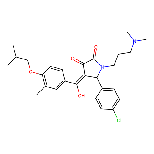 (4E)-5-(4-chlorophenyl)-1-[3-(dimethylamino)propyl]-4-[hydroxy-[3-methyl-4-(2-methylpropoxy)phenyl]methylidene]pyrrolidine-2,3-dione structure
