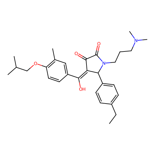 (4E)-1-[3-(dimethylamino)propyl]-5-(4-ethylphenyl)-4-[hydroxy-[3-methyl-4-(2-methylpropoxy)phenyl]methylidene]pyrrolidine-2,3-dione structure