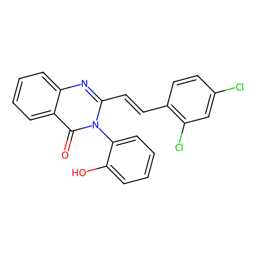 2-[(E)-2-(2,4-dichlorophenyl)ethenyl]-3-(2-hydroxyphenyl)quinazolin-4(3H)-one structure