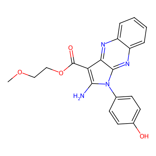 2-methoxyethyl 2-amino-1-(4-hydroxyphenyl)-1H-pyrrolo[2,3-b]quinoxaline-3-carboxylate structure