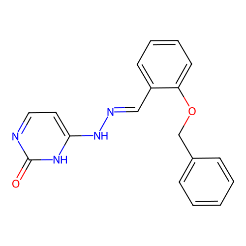 (E)-4-(2-(2-(benzyloxy)benzylidene)hydrazinyl)pyrimidin-2(1H)-one structure