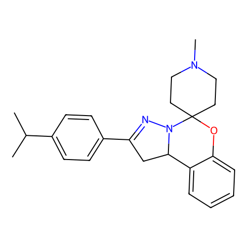 1'-methyl-2-(4-propan-2-ylphenyl)spiro[1,10b-dihydropyrazolo[1,5-c][1,3]benzoxazine-5,4'-piperidine] structure