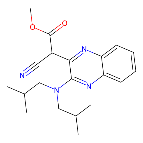 Methyl {3-[bis(2-methylpropyl)amino]quinoxalin-2-yl}(cyano)acetate structure