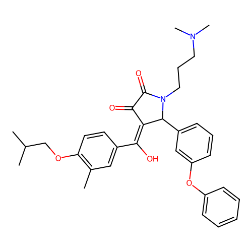 (4E)-1-[3-(dimethylamino)propyl]-4-[hydroxy-[3-methyl-4-(2-methylpropoxy)phenyl]methylidene]-5-(3-phenoxyphenyl)pyrrolidine-2,3-dione structure
