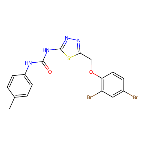 1-[5-[(2,4-Dibromophenoxy)methyl]-1,3,4-thiadiazol-2-yl]-3-(4-methylphenyl)urea structure