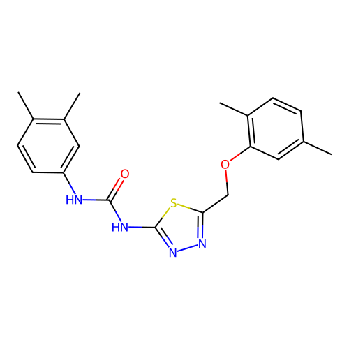 1-{5-[(2,5-dimethylphenoxy)methyl]-1,3,4-thiadiazol-2-yl}-3-(3,4-dimethylphenyl)urea structure
