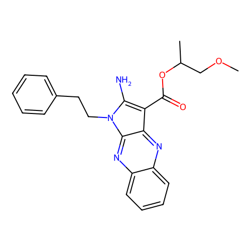 1-methoxypropan-2-yl 2-amino-1-(2-phenylethyl)-1H-pyrrolo[2,3-b]quinoxaline-3-carboxylate structure