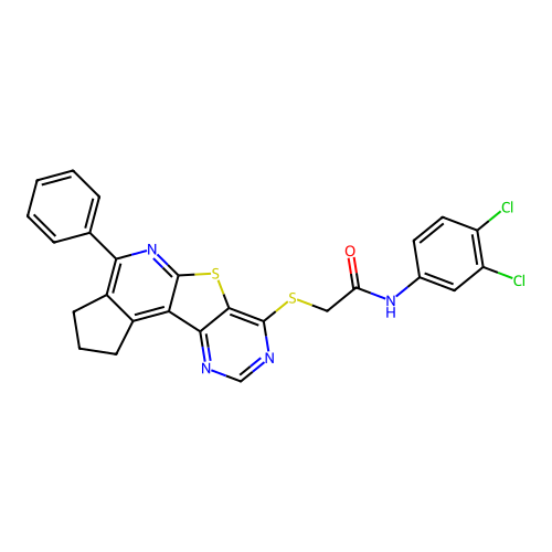N-(3,4-dichlorophenyl)-2-((4-phenyl-2,3-dihydro-1H-cyclopenta[4',5']pyrido[3',2':4,5]thieno[3,2-d]pyrimidin-7-yl)thio)acetamide structure