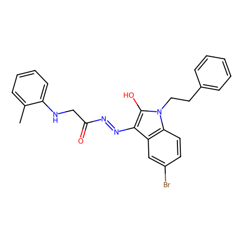 (Z)-N'-(5-bromo-2-oxo-1-phenethylindolin-3-ylidene)-2-(o-tolylamino)acetohydrazide structure