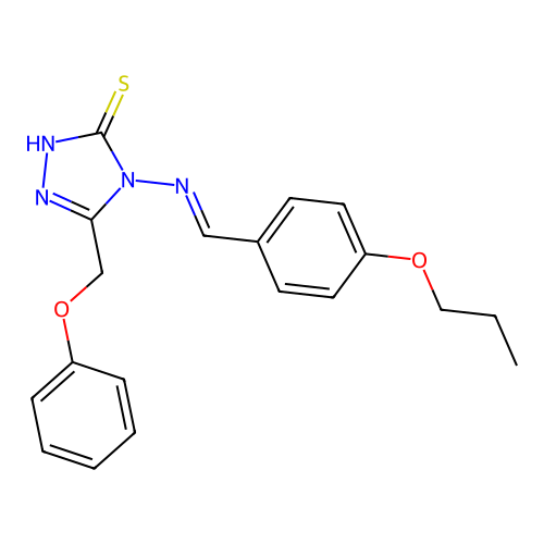 3-(phenoxymethyl)-4-[(E)-(4-propoxyphenyl)methylideneamino]-1H-1,2,4-triazole-5-thione structure