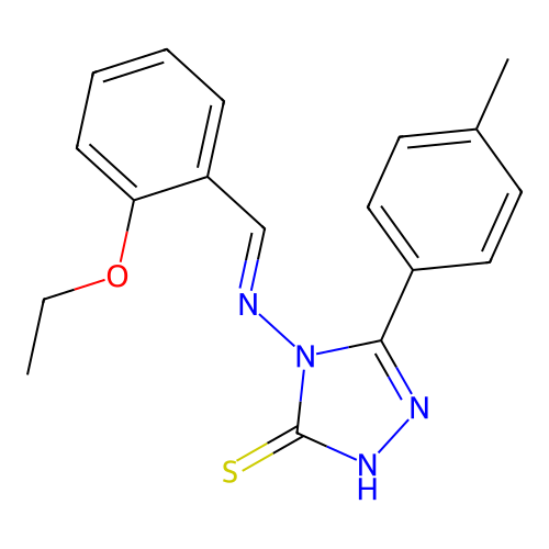(E)-4-((2-ethoxybenzylidene)amino)-5-(p-tolyl)-4H-1,2,4-triazole-3-thiol structure