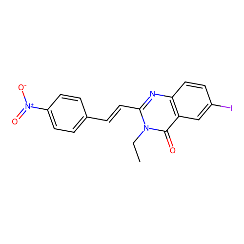 3-ethyl-6-iodo-2-[(E)-2-(4-nitrophenyl)ethenyl]quinazolin-4(3H)-one structure