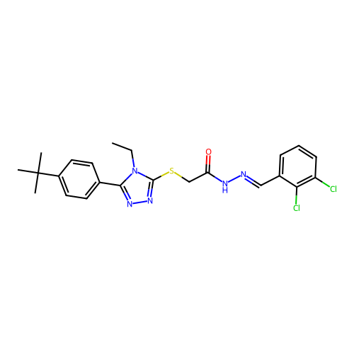 2-{[5-(4-tert-butylphenyl)-4-ethyl-4H-1,2,4-triazol-3-yl]sulfanyl}-N'-[(E)-(2,3-dichlorophenyl)methylidene]acetohydrazide structure