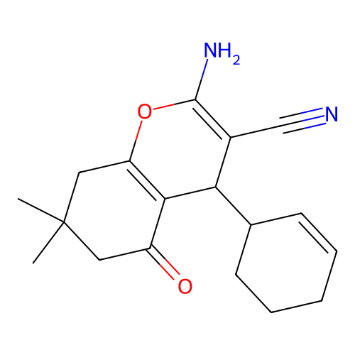 2-amino-4-(cyclohex-2-en-1-yl)-7,7-dimethyl-5-oxo-5,6,7,8-tetrahydro-4H-chromene-3-carbonitrile structure