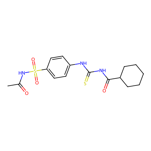 N-[[4-(acetylsulfamoyl)phenyl]carbamothioyl]cyclohexanecarboxamide structure