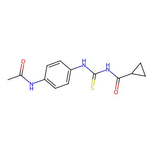 N-[4-({[(cyclopropylcarbonyl)amino]carbothioyl}amino)phenyl]acetamide structure