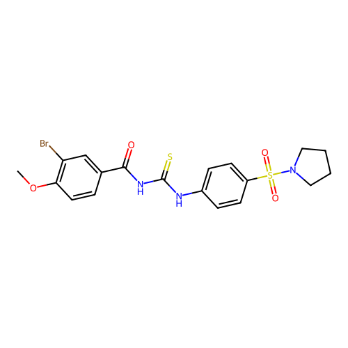 3-bromo-4-methoxy-N-{[4-(pyrrolidin-1-ylsulfonyl)phenyl]carbamothioyl}benzamide structure