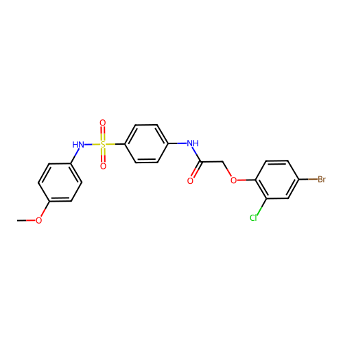 2-(4-bromo-2-chlorophenoxy)-N-[4-[(4-methoxyphenyl)sulfamoyl]phenyl]acetamide structure