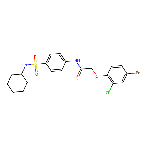 2-(4-bromo-2-chlorophenoxy)-N-[4-(cyclohexylsulfamoyl)phenyl]acetamide structure
