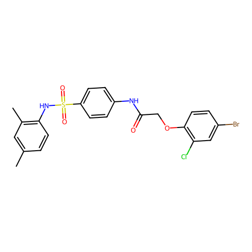 2-(4-bromo-2-chlorophenoxy)-N-[4-[(2,4-dimethylphenyl)sulfamoyl]phenyl]acetamide structure