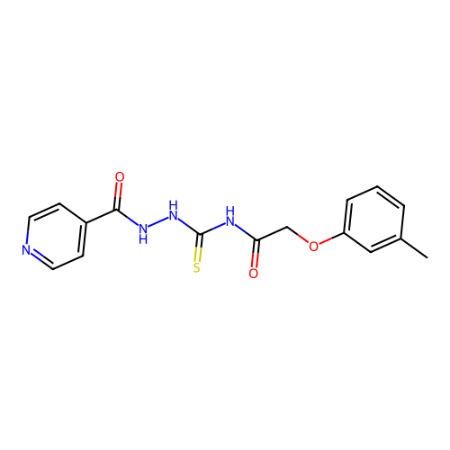 N-[(2-isonicotinoylhydrazino)carbothioyl]-2-(3-methylphenoxy)acetamide structure