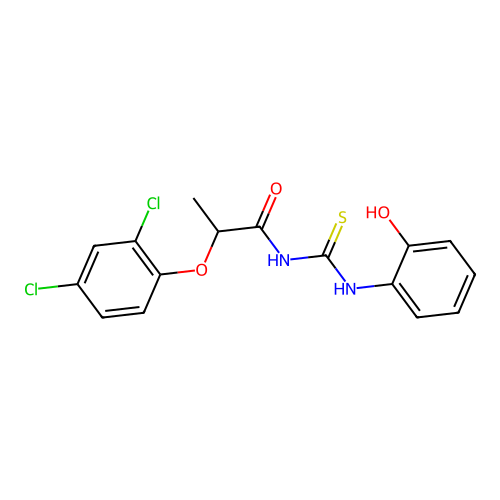 2-(2,4-dichlorophenoxy)-N-[(2-hydroxyphenyl)carbamothioyl]propanamide structure