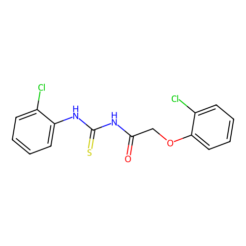 2-(2-chlorophenoxy)-N-[(2-chlorophenyl)carbamothioyl]acetamide structure