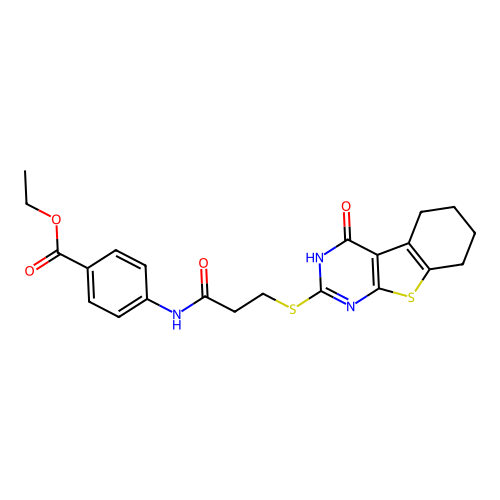 ethyl 4-({3-[(4-hydroxy-5,6,7,8-tetrahydro[1]benzothieno[2,3-d]pyrimidin-2-yl)sulfanyl]propanoyl}amino)benzoate structure