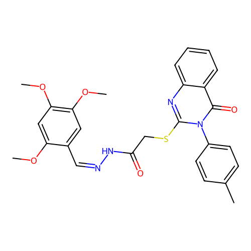 (Z)-2-((4-oxo-3-(p-tolyl)-3,4-dihydroquinazolin-2-yl)thio)-N'-(2,4,5-trimethoxybenzylidene)acetohydrazide structure