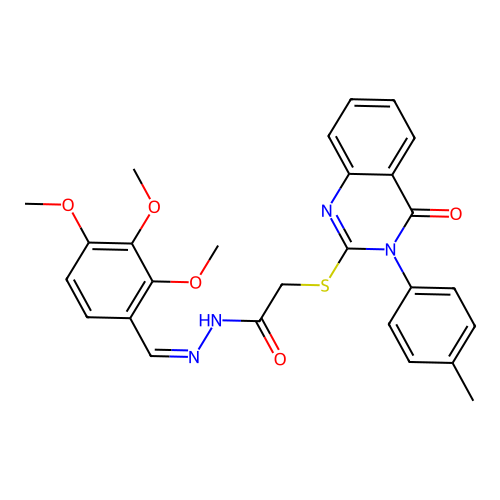 (Z)-2-((4-oxo-3-(p-tolyl)-3,4-dihydroquinazolin-2-yl)thio)-N'-(2,3,4-trimethoxybenzylidene)acetohydrazide structure