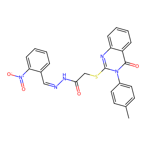 (Z)-N'-(2-nitrobenzylidene)-2-((4-oxo-3-(p-tolyl)-3,4-dihydroquinazolin-2-yl)thio)acetohydrazide structure