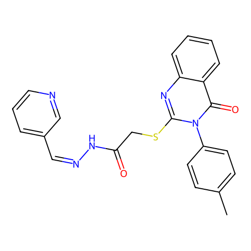 (Z)-2-((4-oxo-3-(p-tolyl)-3,4-dihydroquinazolin-2-yl)thio)-N'-(pyridin-3-ylmethylene)acetohydrazide structure