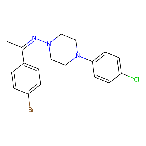 (Z)-N-(1-(4-bromophenyl)ethylidene)-4-(4-chlorophenyl)piperazin-1-amine structure
