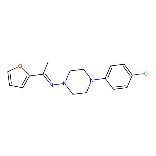 4-(4-chlorophenyl)-N-[1-(2-furyl)ethylidene]-1-piperazinamine structure