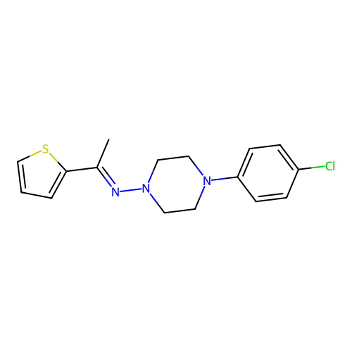 4-(4-chlorophenyl)-N-[1-(2-thienyl)ethylidene]-1-piperazinamine structure
