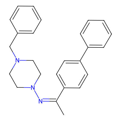4-benzyl-N-[(1Z)-1-(biphenyl-4-yl)ethylidene]piperazin-1-amine structure