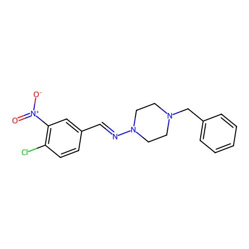 4-benzyl-N-(4-chloro-3-nitrobenzylidene)-1-piperazinamine structure