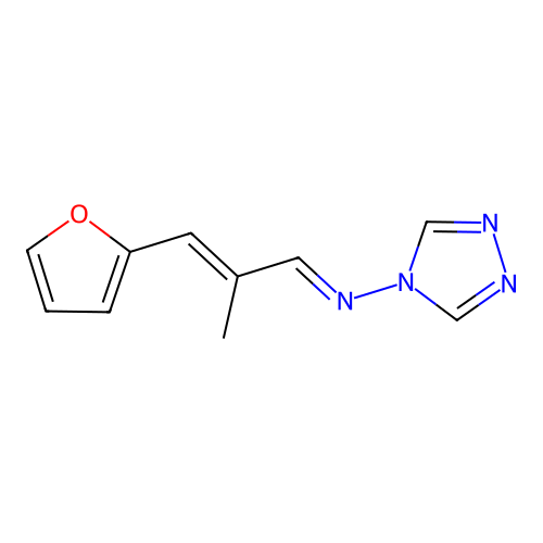 (E)-3-(furan-2-yl)-2-methyl-N-(1,2,4-triazol-4-yl)prop-2-en-1-imine structure