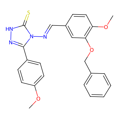 (E)-4-((3-(benzyloxy)-4-methoxybenzylidene)amino)-5-(4-methoxyphenyl)-4H-1,2,4-triazole-3-thiol structure