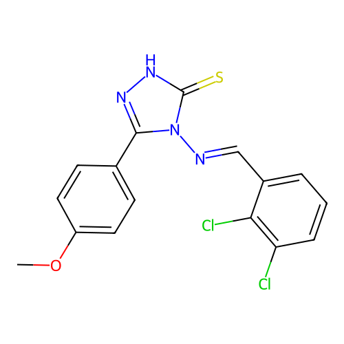 (E)-4-((2,3-dichlorobenzylidene)amino)-5-(4-methoxyphenyl)-4H-1,2,4-triazole-3-thiol structure