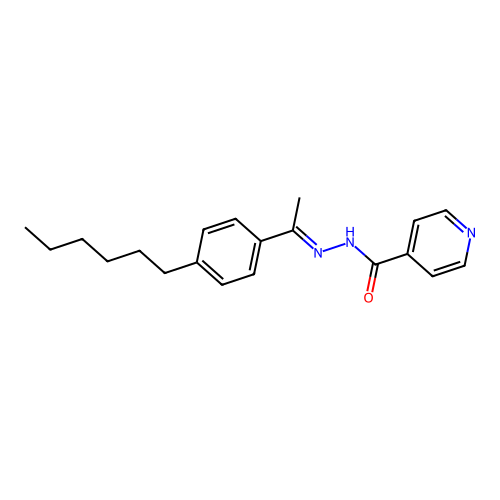 N'-[(1E)-1-(4-hexylphenyl)ethylidene]pyridine-4-carbohydrazide structure