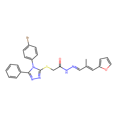 2-{[4-(4-bromophenyl)-5-phenyl-4H-1,2,4-triazol-3-yl]sulfanyl}-N'-[(1E,2E)-3-(furan-2-yl)-2-methylprop-2-en-1-ylidene]acetohydrazide structure