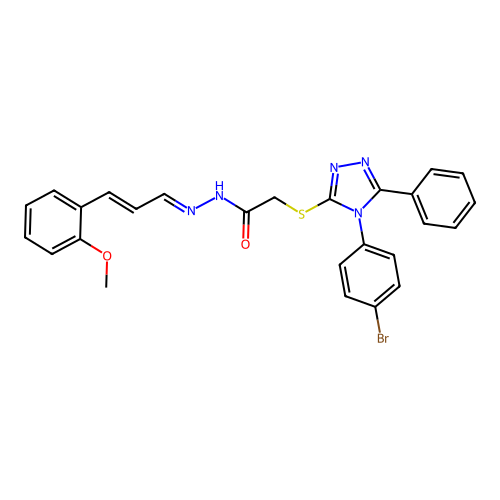 (E)-2-((4-(4-bromophenyl)-5-phenyl-4H-1,2,4-triazol-3-yl)thio)-N'-((E)-3-(2-methoxyphenyl)allylidene)acetohydrazide structure
