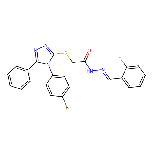 2-{[4-(4-bromophenyl)-5-phenyl-4H-1,2,4-triazol-3-yl]sulfanyl}-N'-[(E)-(2-fluorophenyl)methylidene]acetohydrazide structure