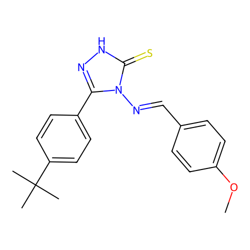 (E)-5-(4-(tert-butyl)phenyl)-4-((4-methoxybenzylidene)amino)-4H-1,2,4-triazole-3-thiol structure