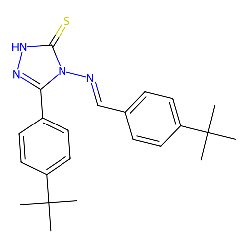 (E)-4-((4-(tert-butyl)benzylidene)amino)-5-(4-(tert-butyl)phenyl)-4H-1,2,4-triazole-3-thiol structure