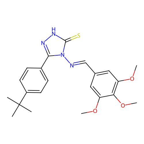 5-(4-tert-butylphenyl)-4-[(3,4,5-trimethoxybenzylidene)amino]-4H-1,2,4-triazole-3-thiol structure