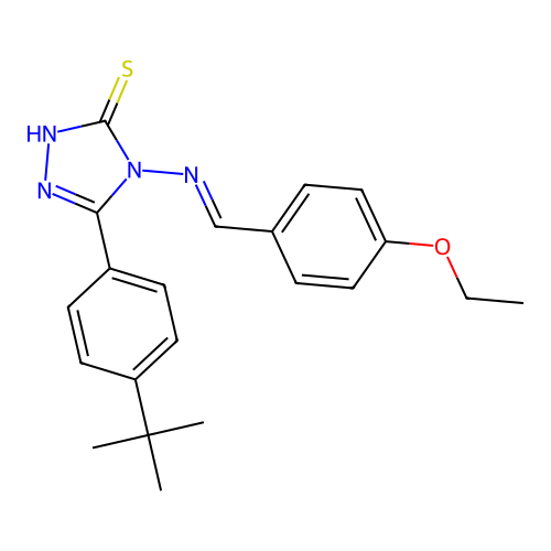 (E)-5-(4-(tert-butyl)phenyl)-4-((4-ethoxybenzylidene)amino)-4H-1,2,4-triazole-3-thiol structure